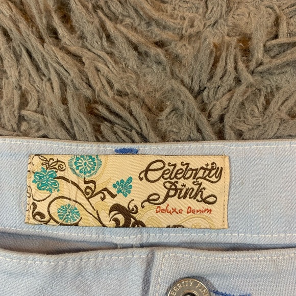 Vintage Y2K Celebrity Pink blue ombré denim mini skirt sz 13 - Picture 3 of 7